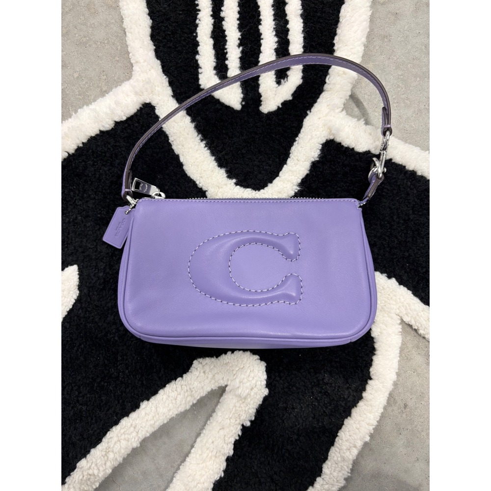 Coach Nolita 19 Purple Leather Embossed C Logo Wristlet Shoulder Bag